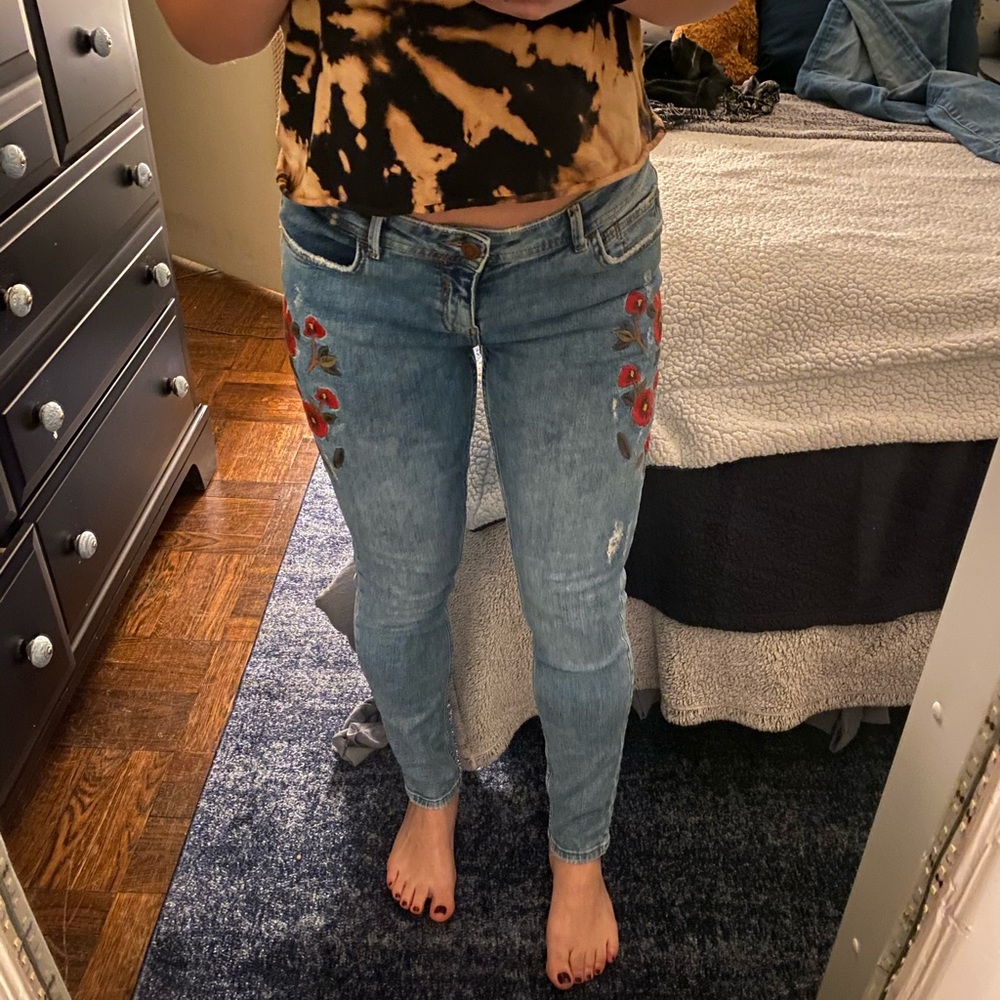 Embroidered Zara Jeans